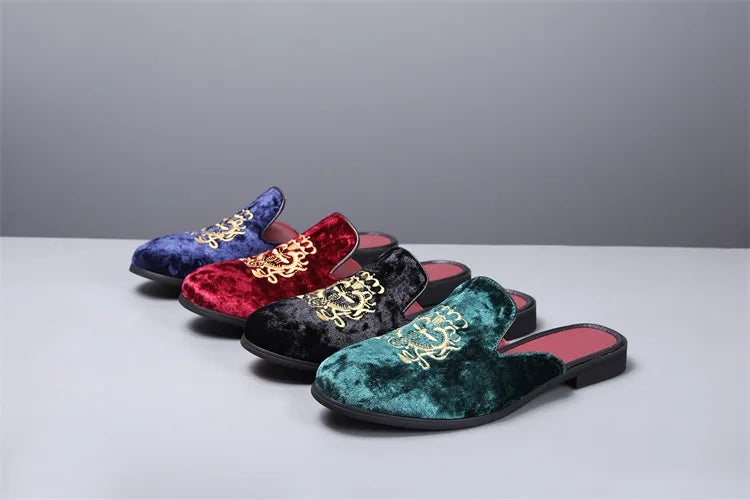 2025 New Male Casual Mules Moccasins Breathable Loafers Men's Tassels Half Slippers Suede Leather Shoes Zapatos Hombre