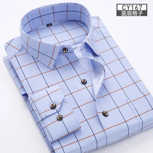 New men's shirt Thin long-sleeved printed spring/summer non-ironing business casual slim slim fashion breathable shirt