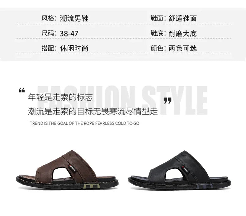 2025 Mens Slippers Summer Casual Shoes Beach Sandals Outdoor Slides Walking Comfort Leather Luxury Designer Fashion Lightweight