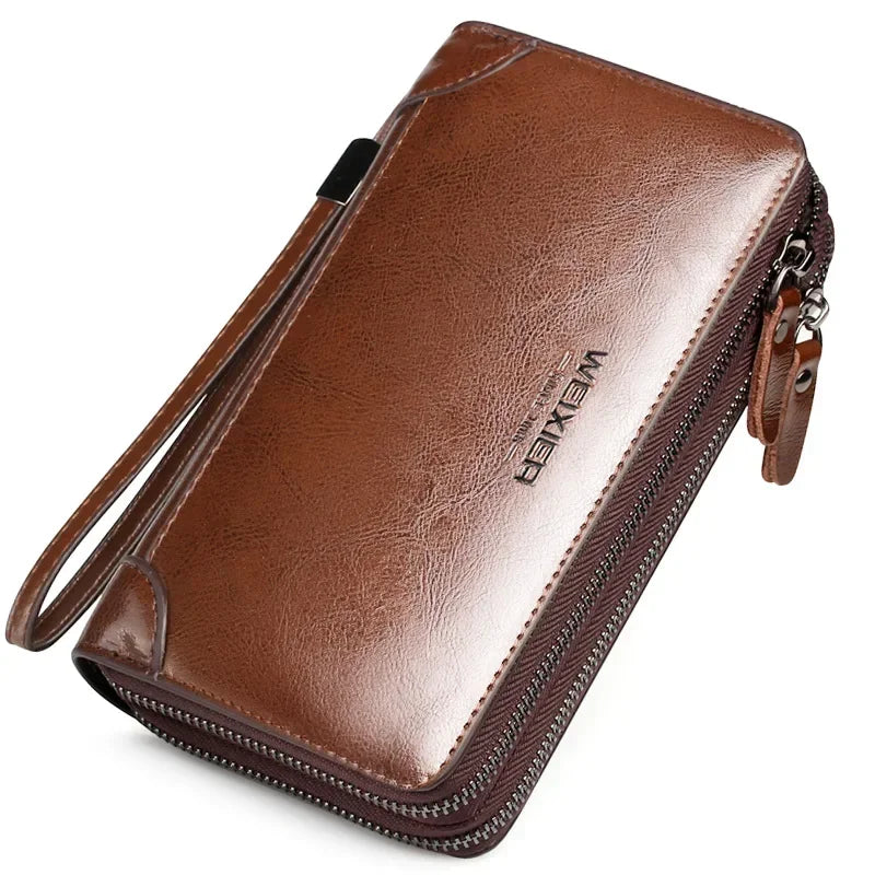 New Men Wallets Leather Men Bags Clutch Bags Koffer Wallet Leather Long Wallet with Coin Pocket Zipper Men Purse