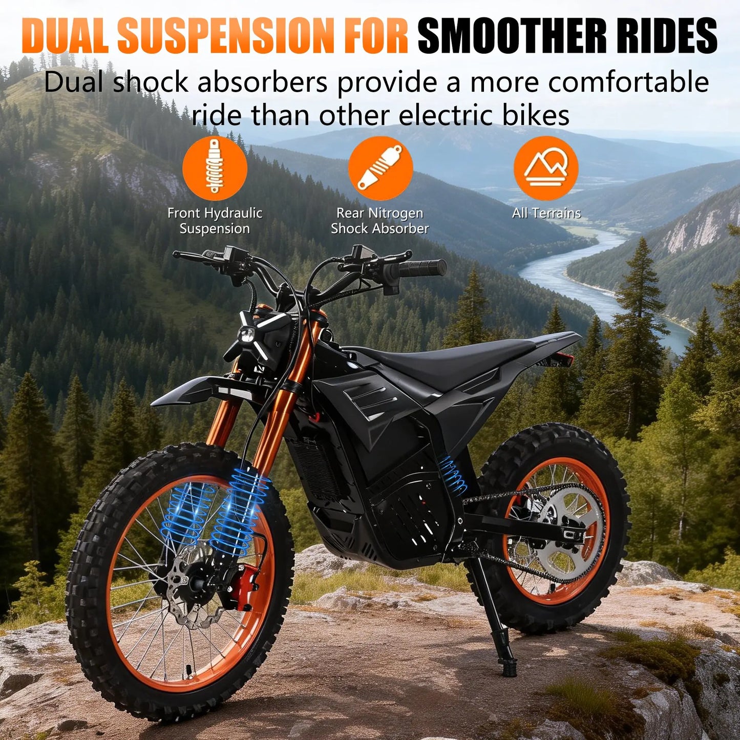 Electric Motorcycle 3000W, EBIKE,48V 20AH Battery, 60km/h, Oil Brake, Max Load 130KG