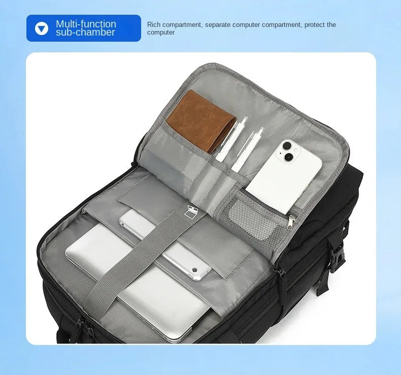 Men's Travel Backpack, Outdoor Luggage Backpack, Business Weekend Bag, Expandable, Large Capacity Travel Backpack, Commuting, Short-Distance Business Trip Luggage Bag, Perfectly Matches Backpack Accessories, Luggage Strap Des