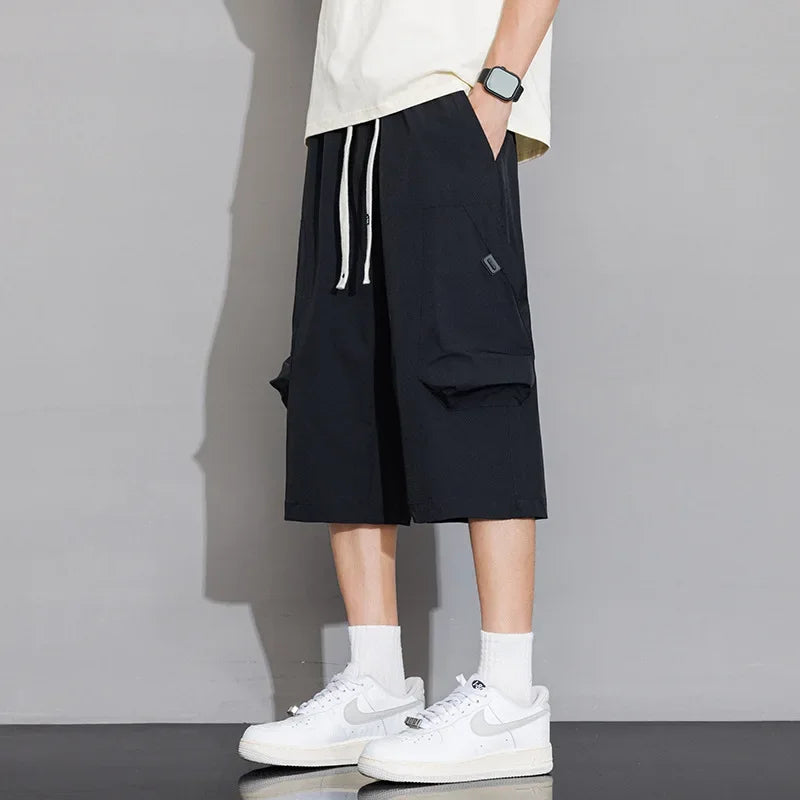 Short Men's Clothing Man Shorts Casual Loose Fit Short Mens Male New Summer Work Shorts Men Drawstring Cargo Pants Men