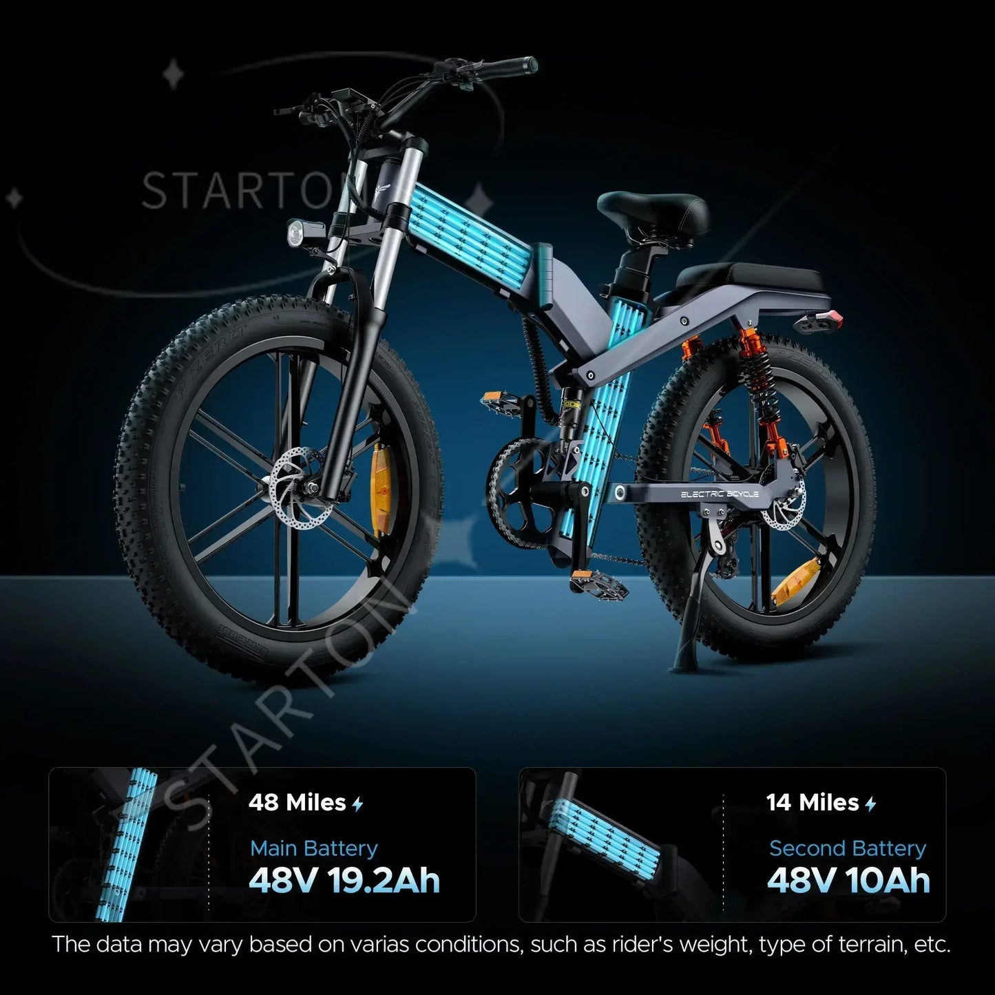 Electric Bicycle 1000W 48V29.2Ah Motor Dual Battery Hydraulic Brake Electric Bike 20*4Fat Tire Mountain E Bike