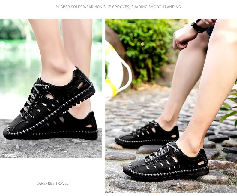 Men Leather Sandals Comfortable Outdoor Casual Shoes 2022 Summer Beach Casual Walking Male Sneakers Men Beach Casual Sandals