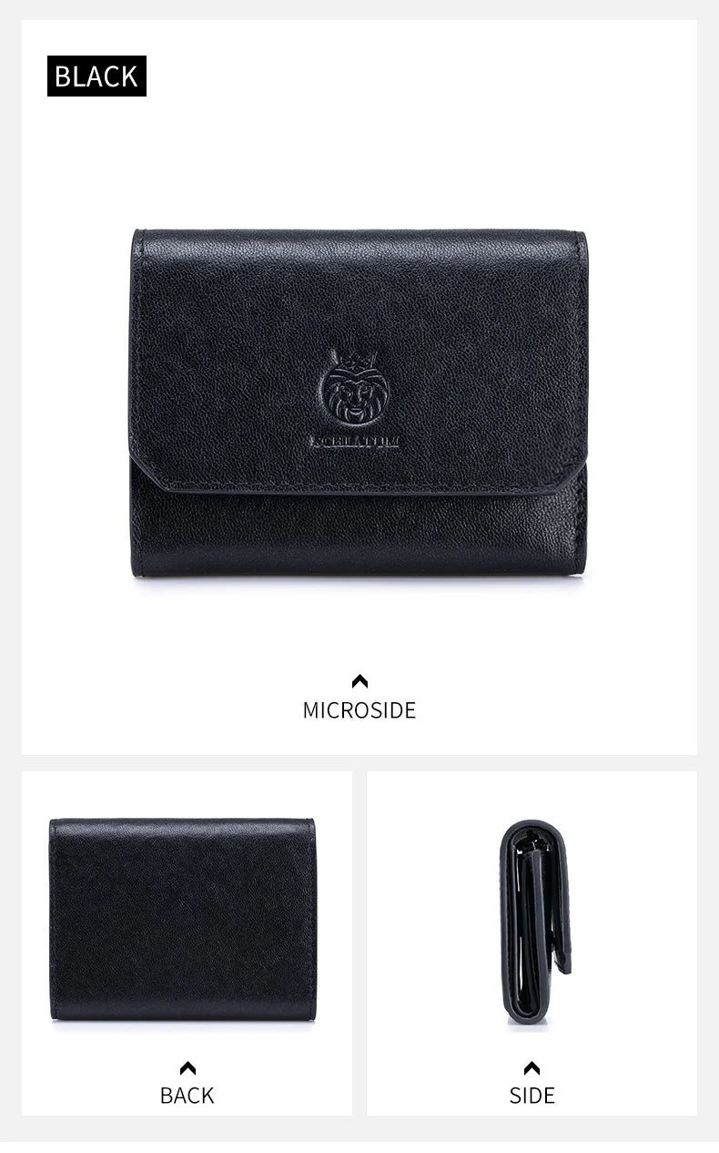 Genuine Leather Wallet for Men Minimalist Tri-Fold Purse with RFID Protection  Zipper Coin Pocket  Credit Card Slots