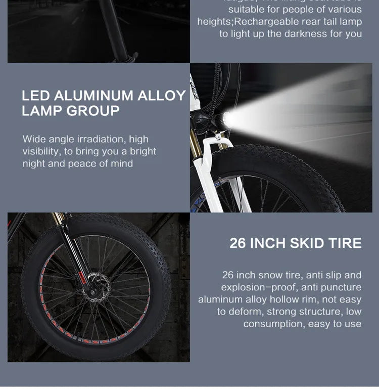Fat bicycle electric bicycle 1000W 2000W snowmobile 48V 17ah outdoor mountain bike men's 4.0 fat tire eBike eletrica bicileta