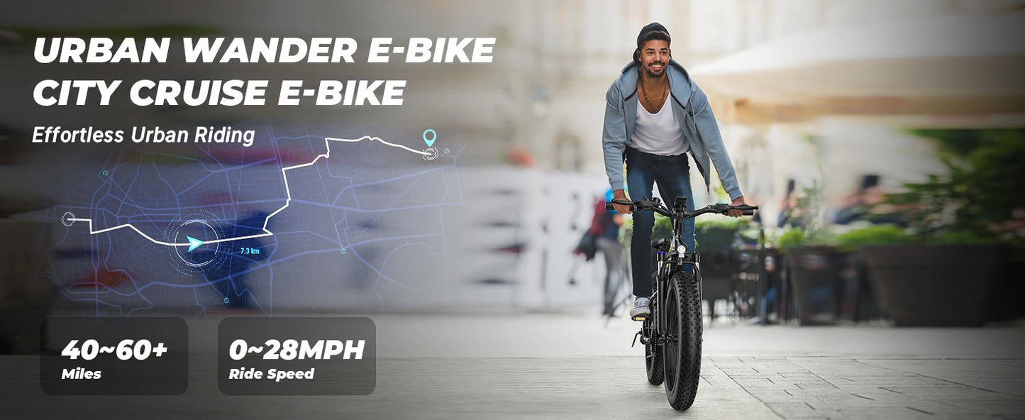 26inch E-Bike for Adults 500W Motor 7-Speed Mountain Electric Bicycle Off-road E-BIKE Urban/Cruise Riding