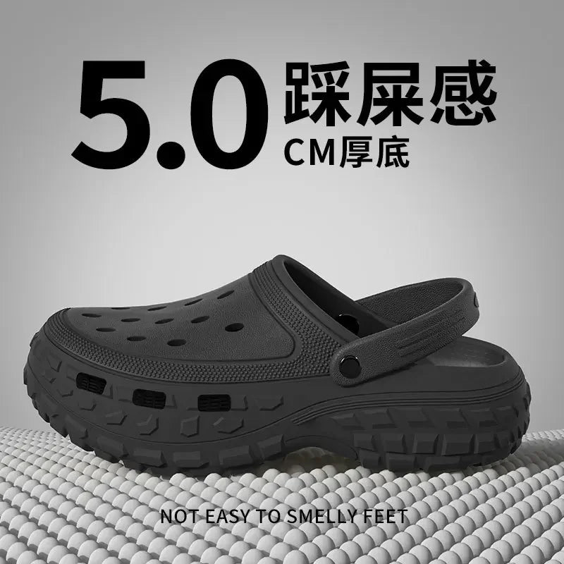 Men Platform Sandals 2025 Summer Closed Toe Non-slip Beach Sandals Woman Lightweight Soft Bottom Non-slip Sandalias for Home
