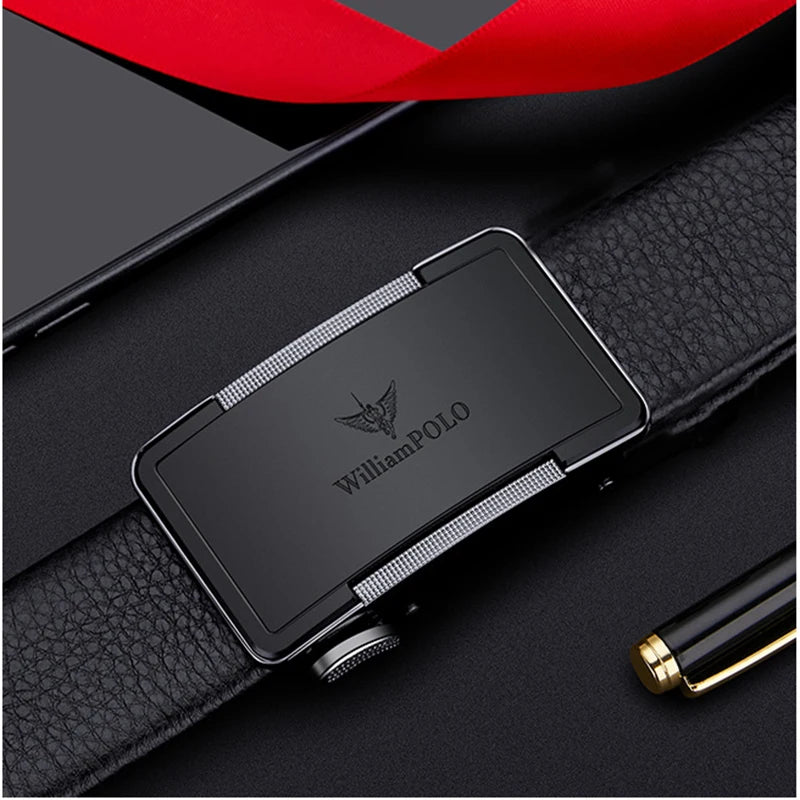 Men's leather belt with automatic buckle, casual pants belt, fashionable high-end belt, business waist belt