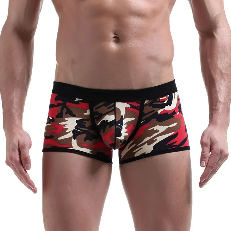 Male Underwear  Men Boxer Shorts Fashion Breathable U Convex Crotch Homme Sexy Tide Camouflage Printed Cueca Boxers