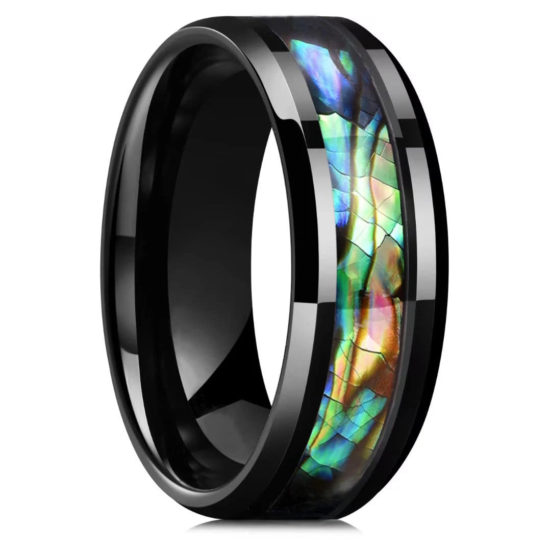 Fashion Viking Tree Of Life Stainless Steel Abalone Shell Rings For Men Odin Norse Viking Rune Rings Retro Amulet Jewelry Gift