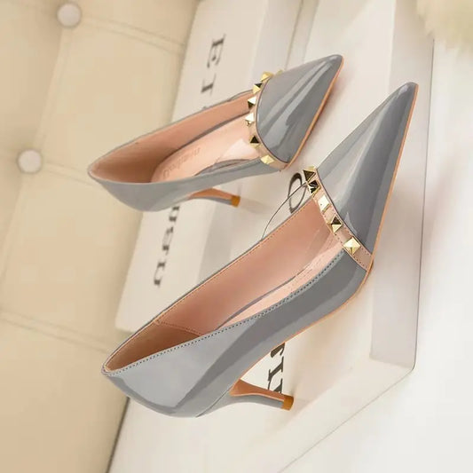 NEW Shoes Women 2025 Summer High Heels Basic Office ladies Shoe Rivet Pumps Sexy Female Heels Fashion Retro Zapatos De Mujer