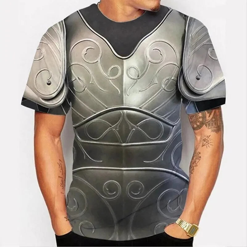 Mens T-Shirts For Men Clothing Oversized Tees Unisex Armor Graphic 3D Print Summer Casual Short Sleeve Armour Tops
