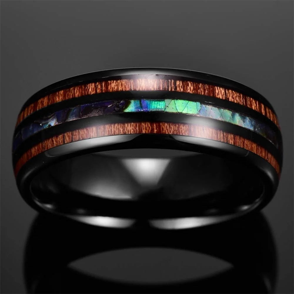 Fashion Viking Tree Of Life Stainless Steel Abalone Shell Rings For Men Odin Norse Viking Rune Rings Retro Amulet Jewelry Gift