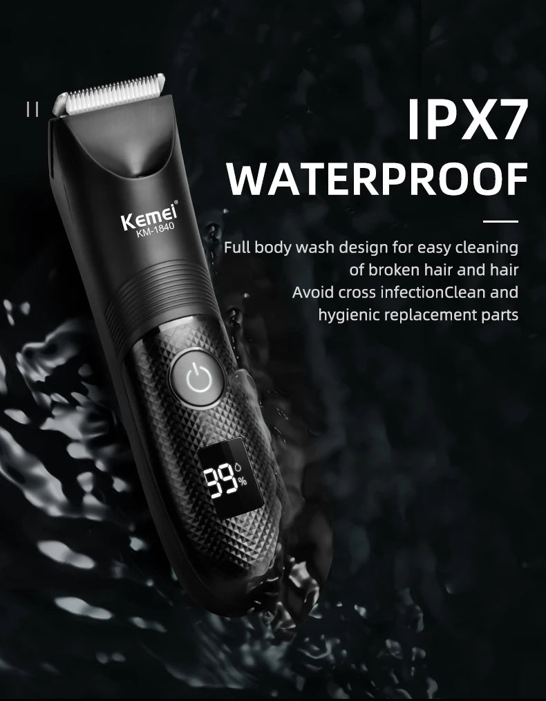 KEMEI Professional Hair Clippers for Men Waterproof Electric Hair Trimmer Set Rechargeable Barber Clippers with LCD Display