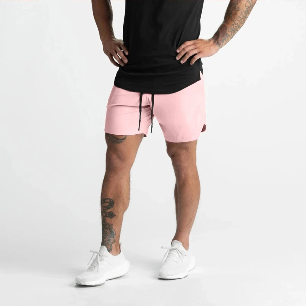 Men's shorts, single-layer woven, quick-dry, running, training, fitness, casual, five-point pants, men's summer zipper shorts.