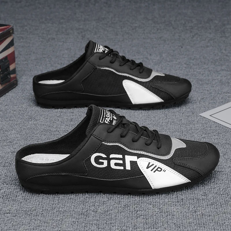 Men Slippers Trend Baotou Shoes for Men Summer Breathable Casual Shoe Vulcanized Flats Male Sneakers Half Slip-on Shoes 2026