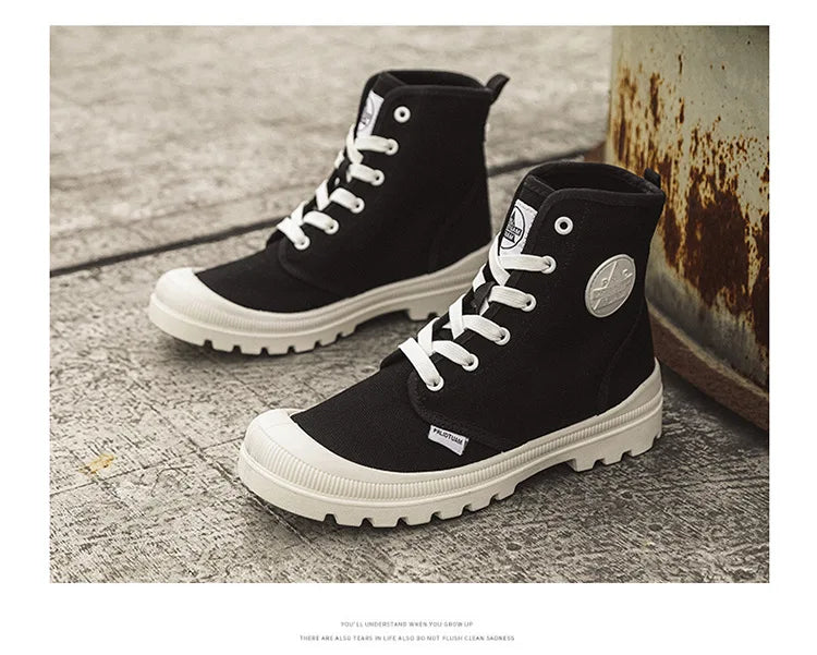 New Fashion High-top Mens Boots Outdoor Comfortable Mens Casual Boots Jungle Mountaineering Men Shoes Wide Bottom Platform Boots