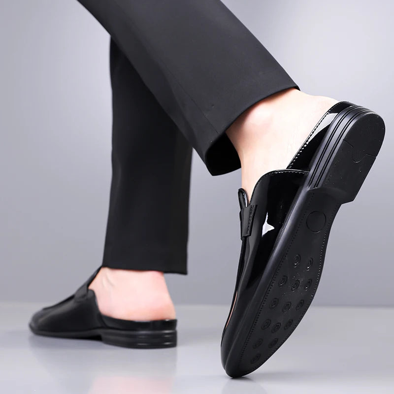 Summer and Spring Men's Leather Shoes Minimalist and high-quality casual style Fashion Street Comfortable daily shoes Black