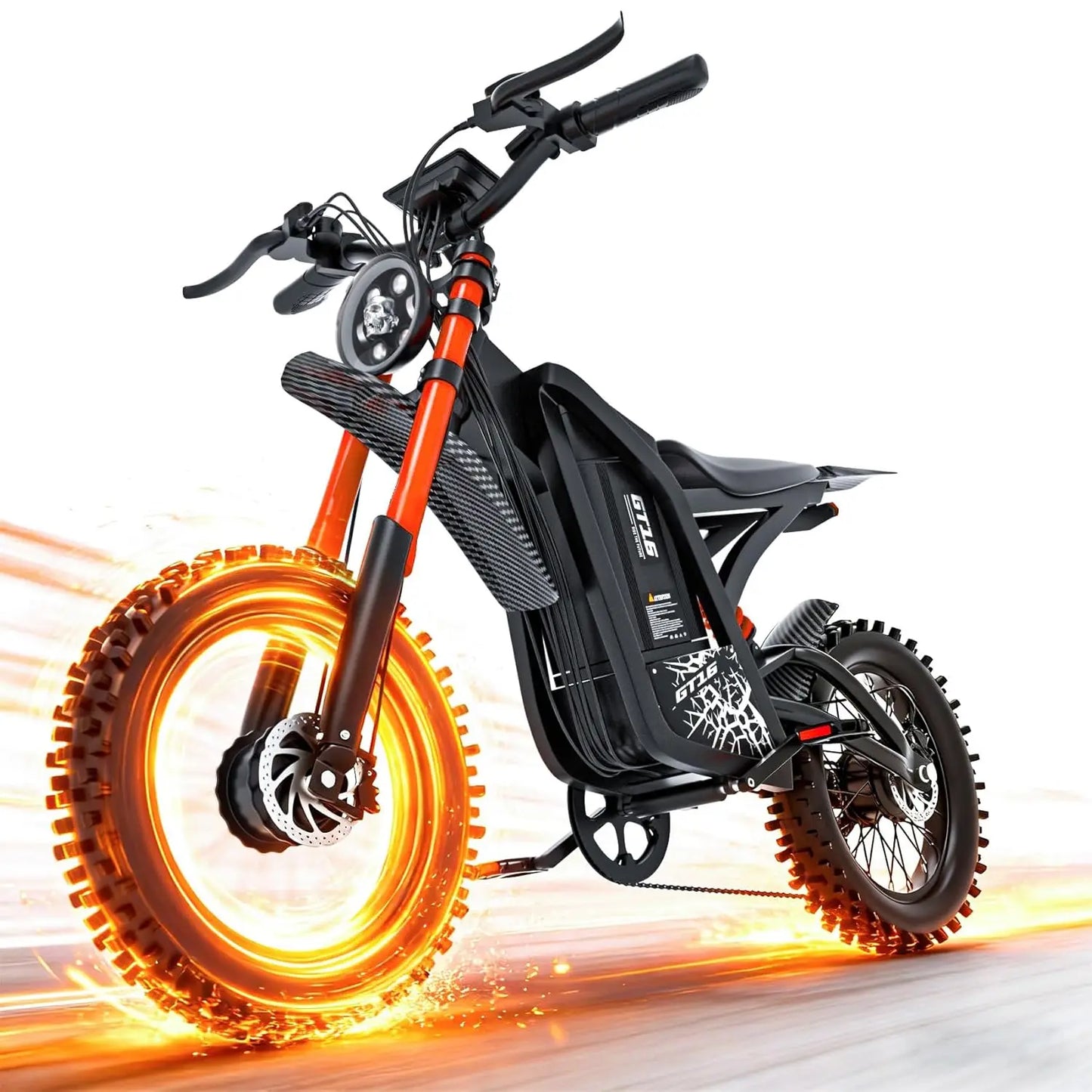 4500W 40MPH 100Mile 48V25Ah 45° Slope Hydraulic Brakes Full Suspension 16in Off Road Electric Dirt Bike, Custom