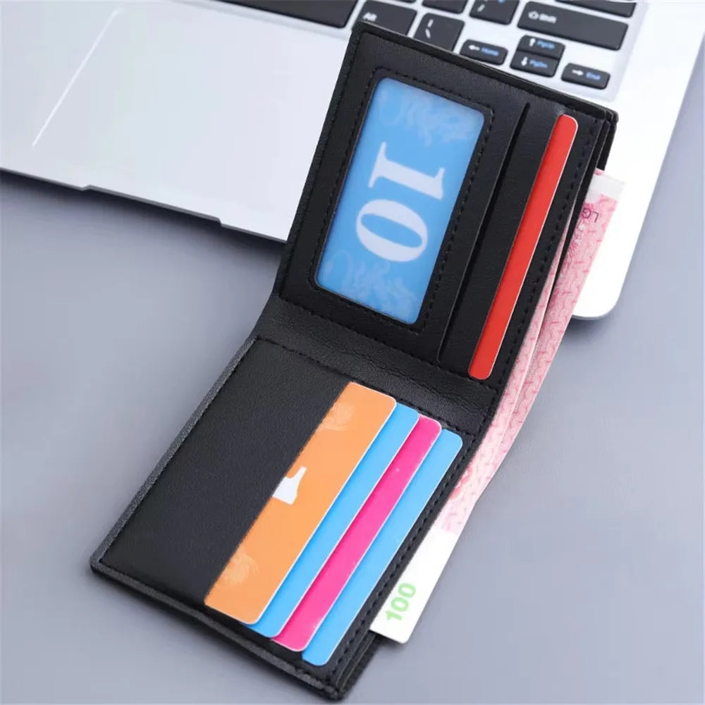 New Men Short PU Leather Wallet Simple Solid Color Thin Male Credit Card Holder Small Money Purses Business Foldable Wallet