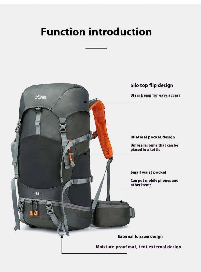 48L Camping Backpack Travel Bag For Men Large Capacity Outdoor Sport Trekking Hiking Mountaineering Shoulder Bag with Rain cover