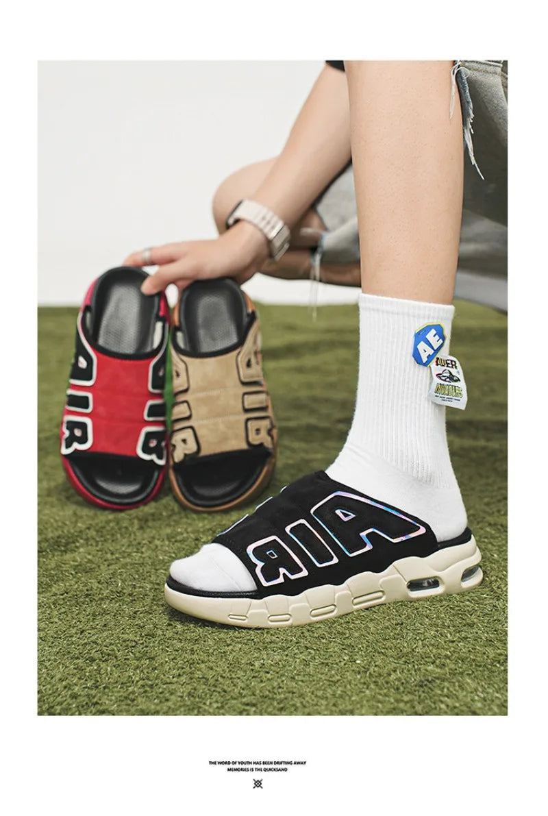 Men's Slippers 2025 Summer New Casual Slippers Fashion Air Cushion Sports Slippers for Men Non Slip Beach Shoes Designer Slides