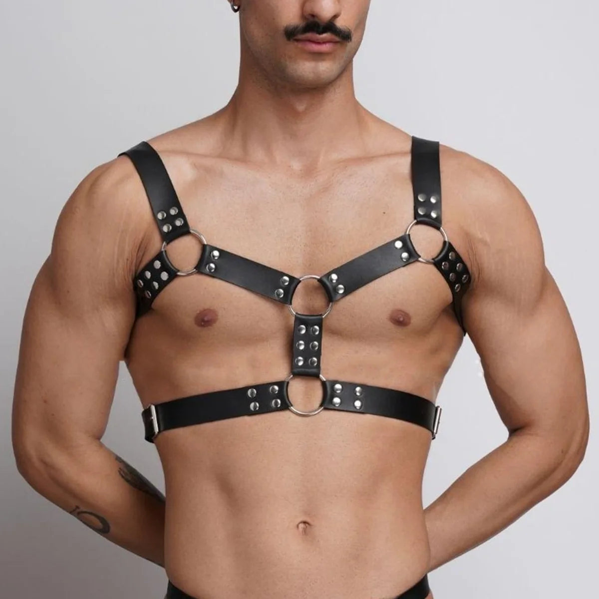 Leather Men Harness Belts with Buckle Fetish Gay Sex Bondage Belts Punk Gothic Chest Body Harness Straps Sexual Male Lingerie
