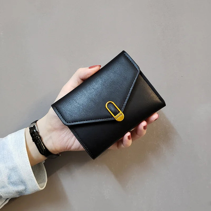 New Leather Women's Wallet Fashionable Three Fold Simple Black High-quality Soft Leather Wallet Leather Small Coin Pocket