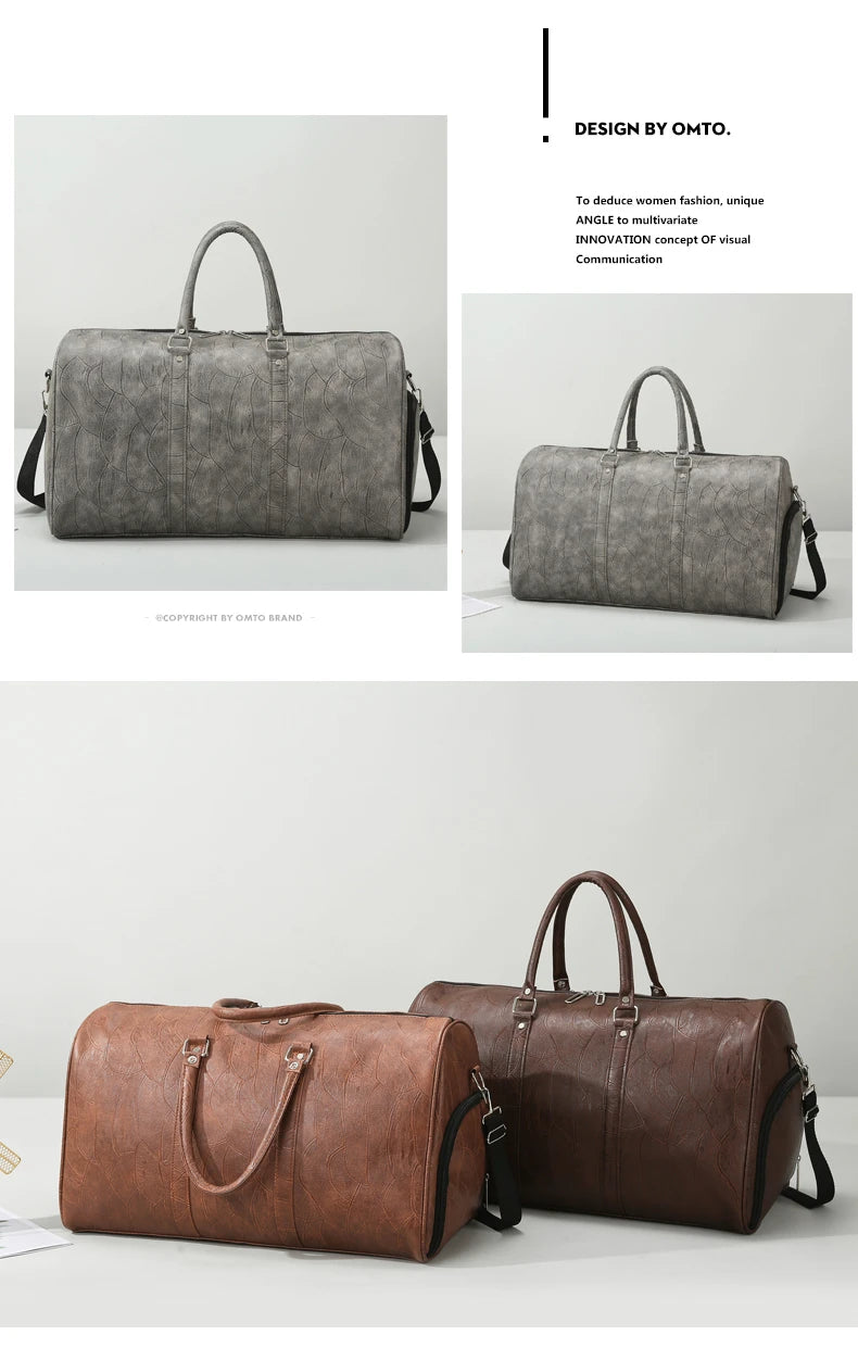 Soft Leather Travel Bag Large Capacity Fashion Weekend Bag Handle Bag Lightweight Sports Gym Bag With Separate Shoe Compartment