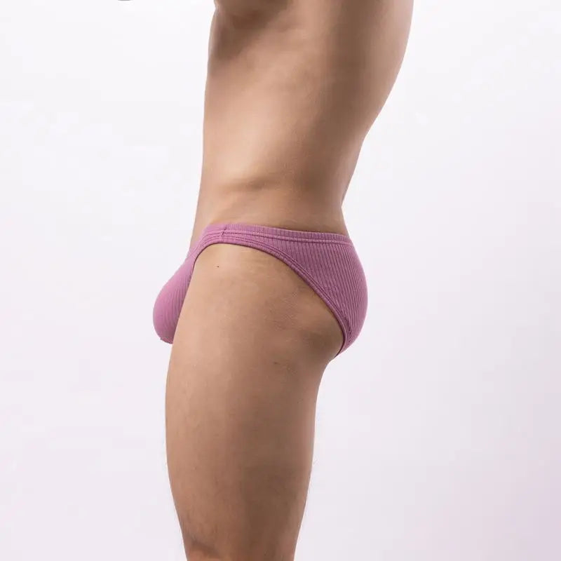 Men Ribbed Underwear Low Rise Bulge Pouch Briefs Soft Panties Male Breathable Underpants Man Comfortable Knickers Bikini Trunks
