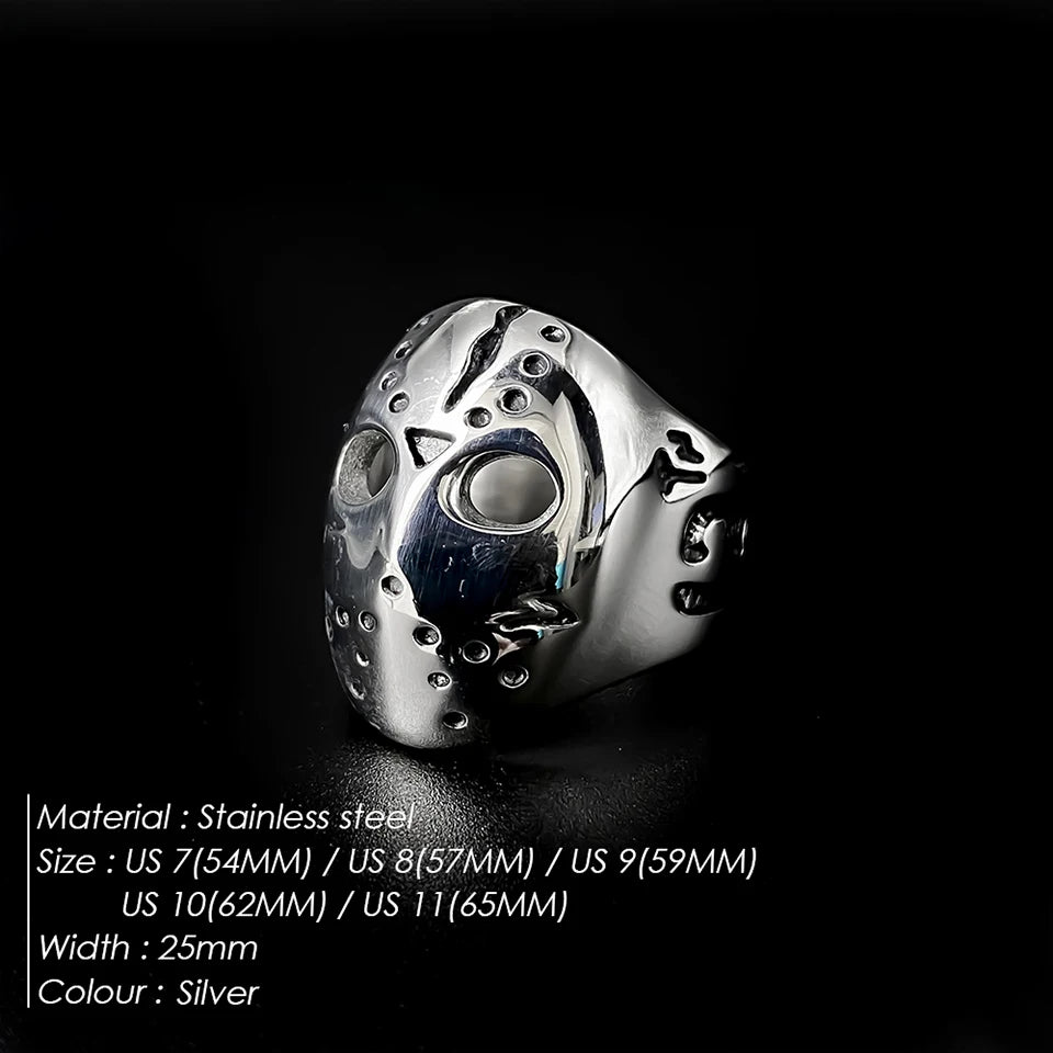 eManco Stainless Steel Mask Shape Prom Men's Titanium Ring 2025 New Pre-Owned Punk Vintage Metal Accessories Wholesale