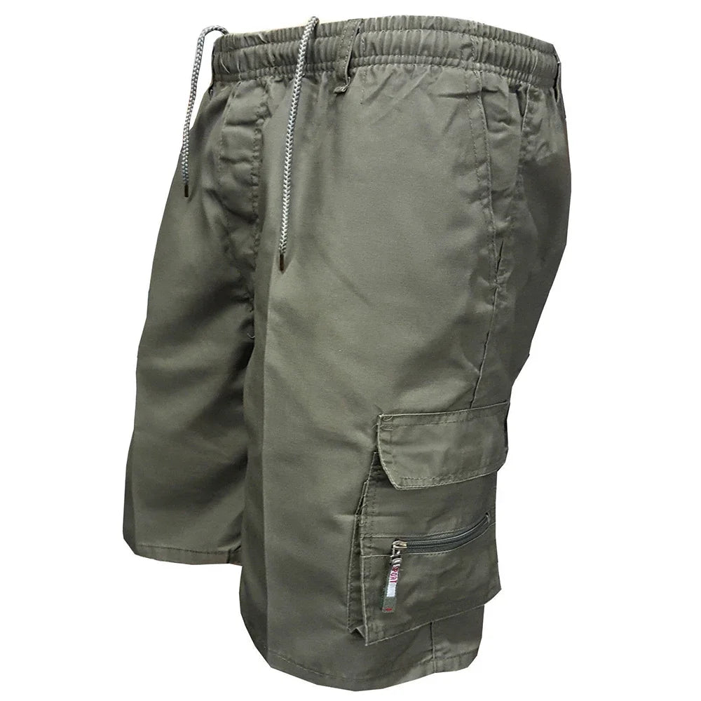 Men's Military-inspired Tactical Shorts for Summer Casual Jogging Style Cargo Design Loose Fit Multiple Pockets Elastic Waist