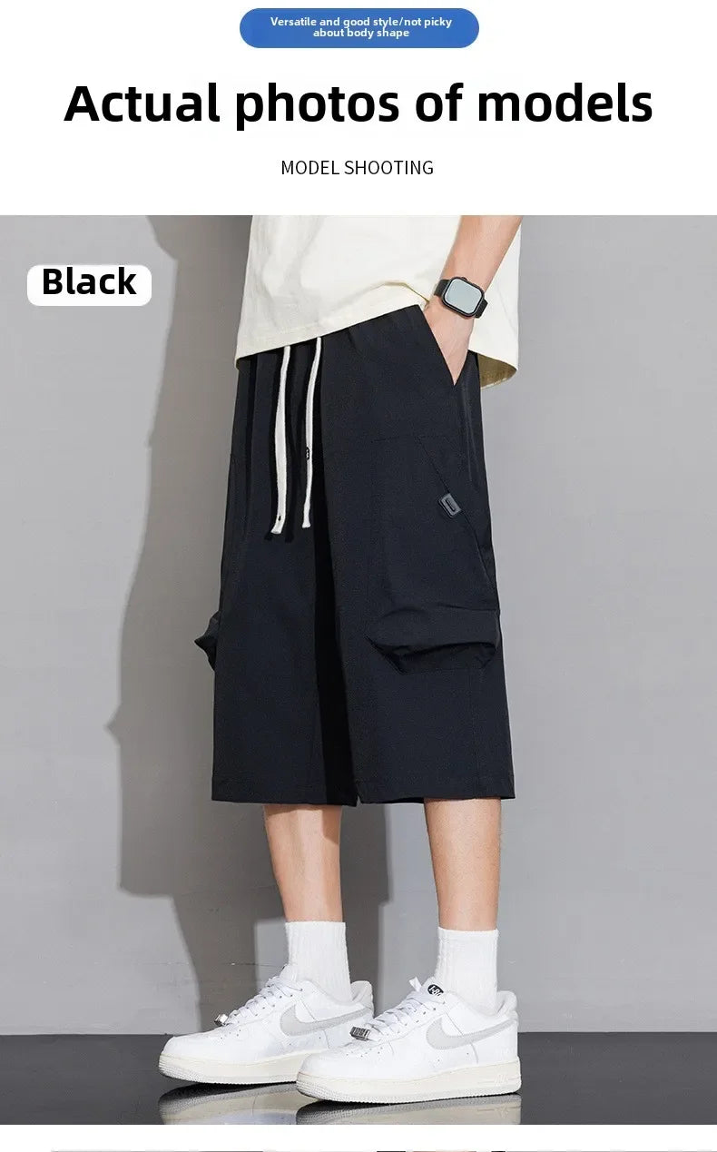 Short Men's Clothing Man Shorts Casual Loose Fit Short Mens Male New Summer Work Shorts Men Drawstring Cargo Pants Men