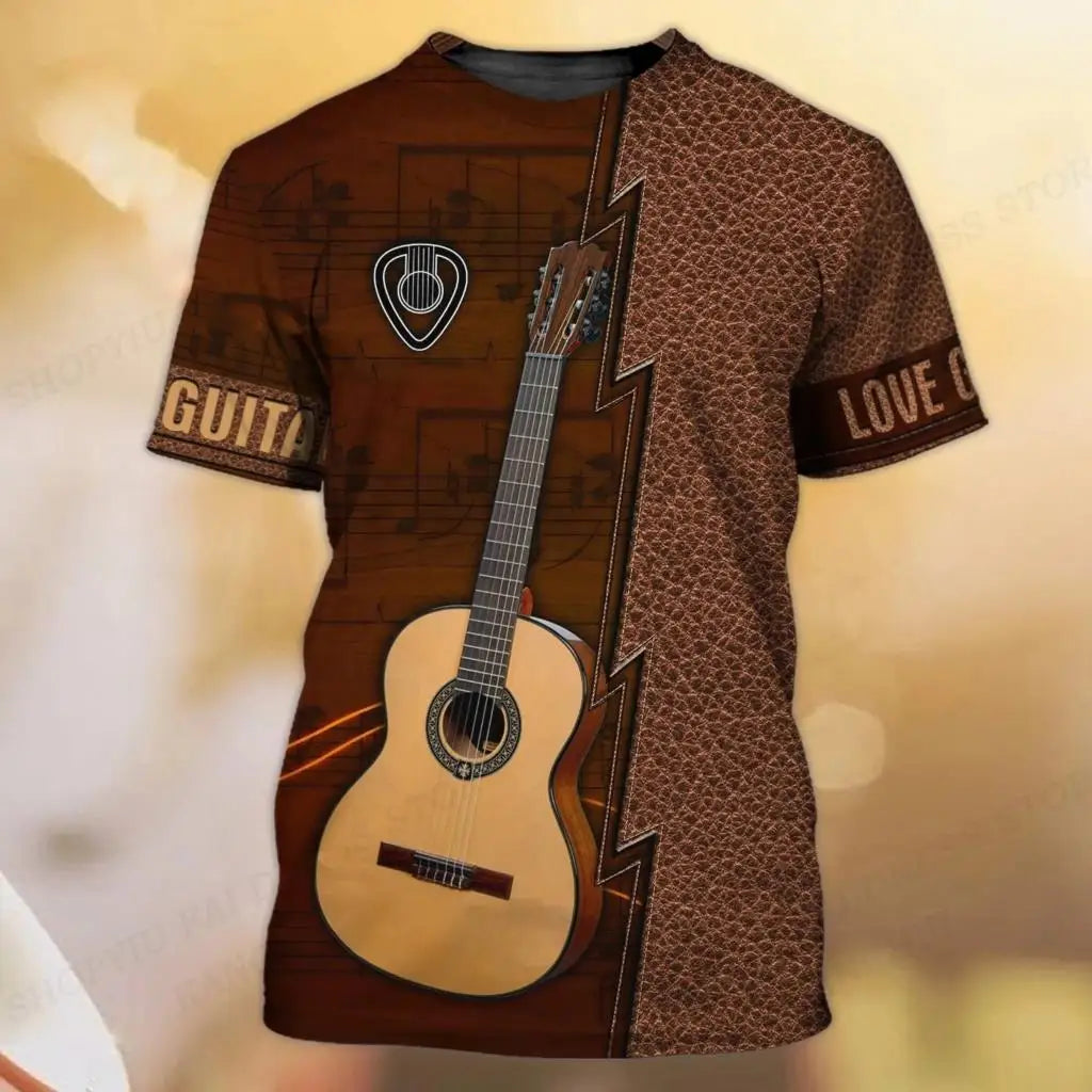Music T shirts Guitar Graphic 3d Print Tshirt Men Women Fashion T-shirt Tops Kids Tshirt Boy Tees Men's Clothing Rock T-shirts