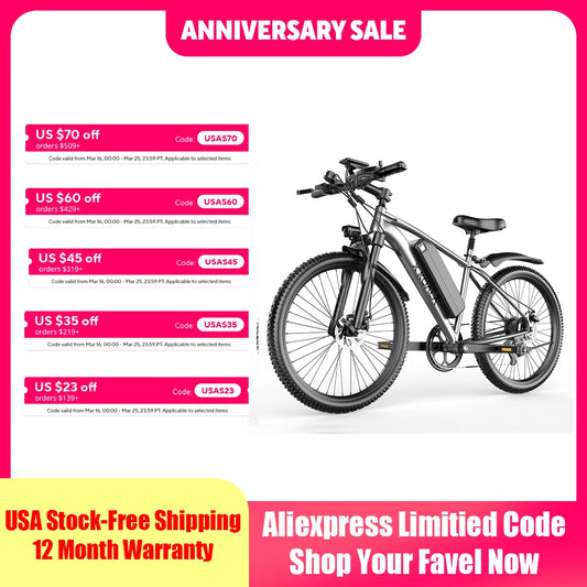 7-Speed E-Bike for Adults, 26" Electric Bicycle 1200W Peak Motor, 55 Miles 25MPH Commuting & Off-Road Electric Mountain Bike,