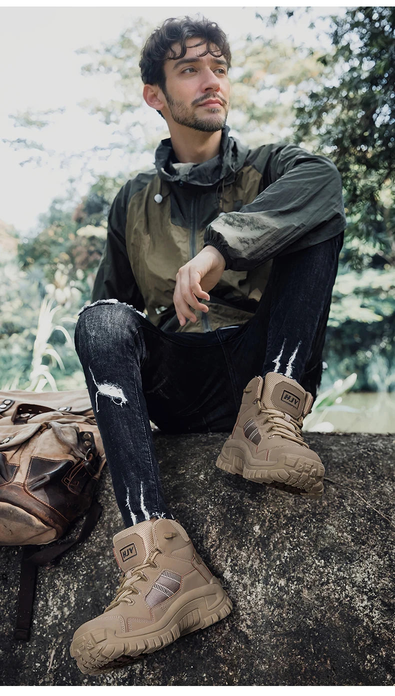 New Men's Boots Fashion Outdoor Boots Breathable Hiking Boots Autumn Shoes Sneakers lightweight Non-slip Men Desert Ankle Boots