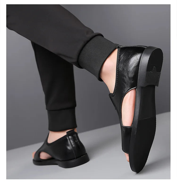 2025 Roman Sandals Summer new Men's Shoes Casual anti-skid driving leather shoes Breathable trendy soft soled Male sandals Homme
