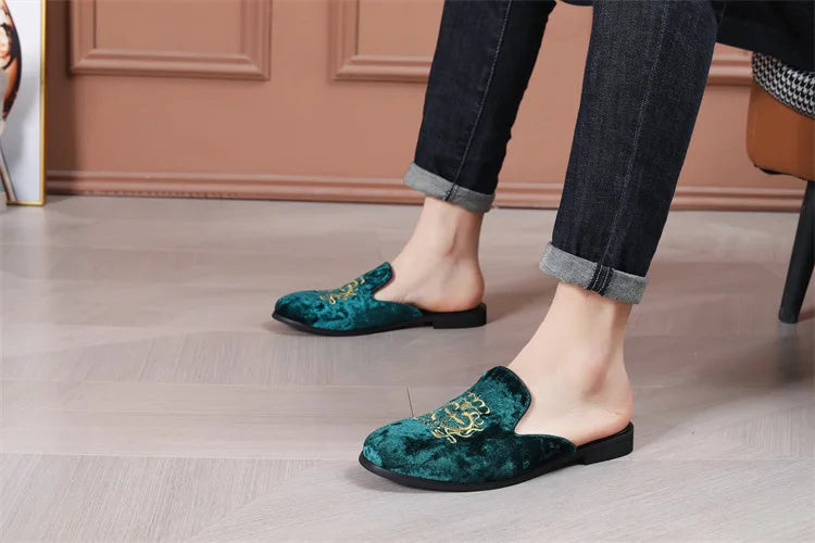 2025 New Male Casual Mules Moccasins Breathable Loafers Men's Tassels Half Slippers Suede Leather Shoes Zapatos Hombre