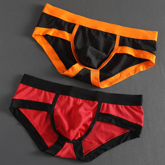 Men's low-waist sexy underwear U-convexs large bag youth striped Underpants breathable soft comfort loose fiber fabric briefs