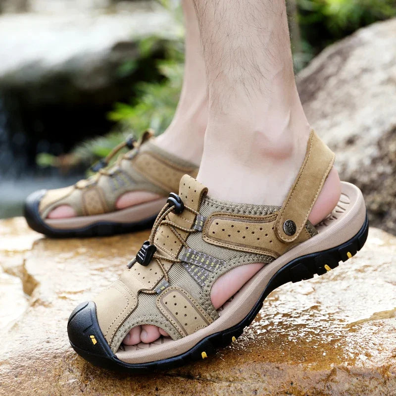 Genuine Leather Men Shoes 2023 Summer New Men's Beach Sandals Classic Men Outdoor Casual Sandals Slippers Plus Size 38-47