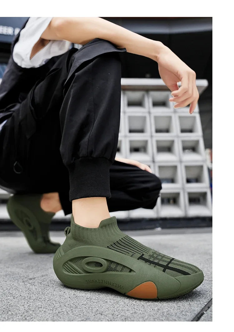 Summer Sneakers for Men Breathable Socks Casual Sports Shoes New Arrival Black Green Men Trainers Platform Designer Sneakers Men