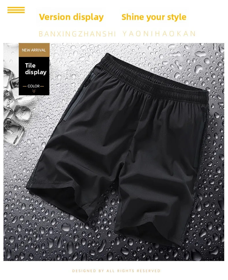 Men s shorts  outdoor casual and fashionable five quarter pants sports breathable men s loose straight leg elastic waist shorts