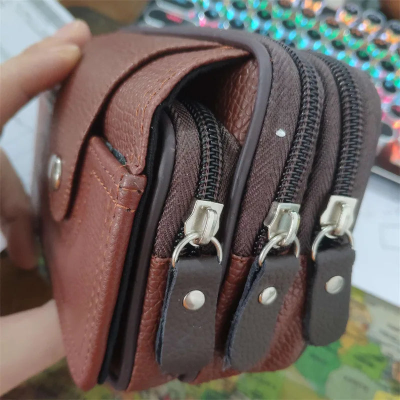 PU Leather Hand Bags For Men Large Capacity Money Purse Cell Mobile Phone Pocket Women Soft Double Zipper Male Clutch Bags