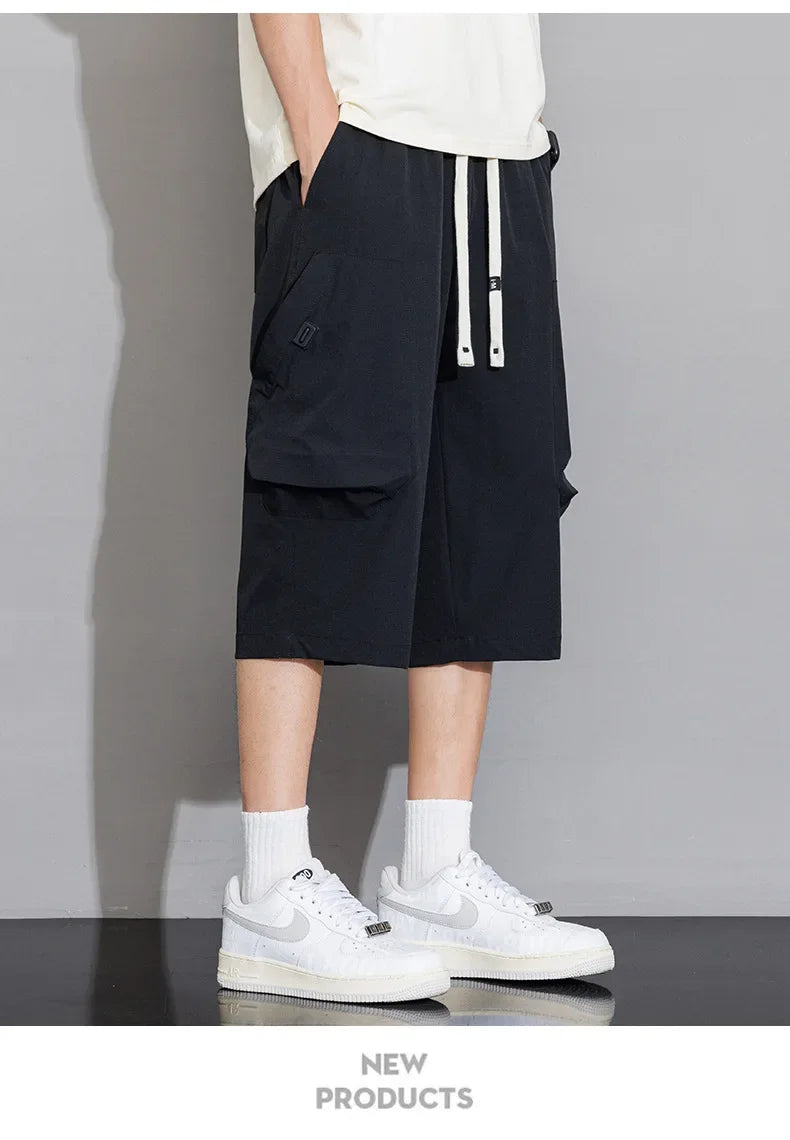 Short Men's Clothing Man Shorts Casual Loose Fit Short Mens Male New Summer Work Shorts Men Drawstring Cargo Pants Men