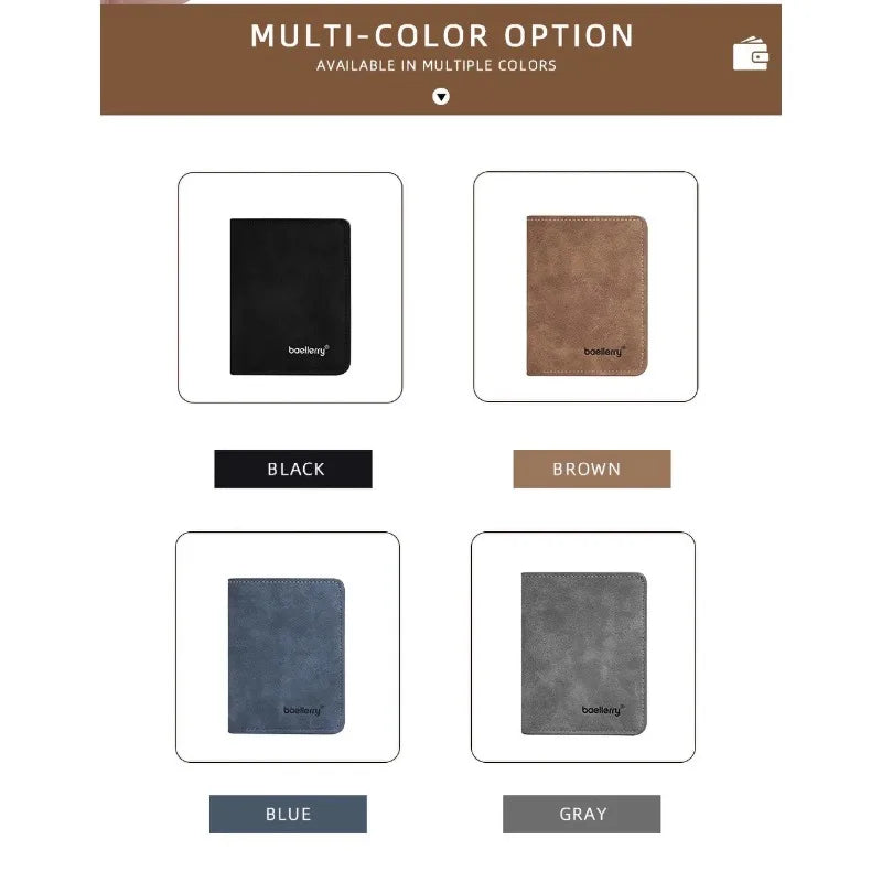 New Baellerry Wallet for Men PU Leather Front Pocket Minimalist Money ClipTravel Essentials Black blue brown gray four colors