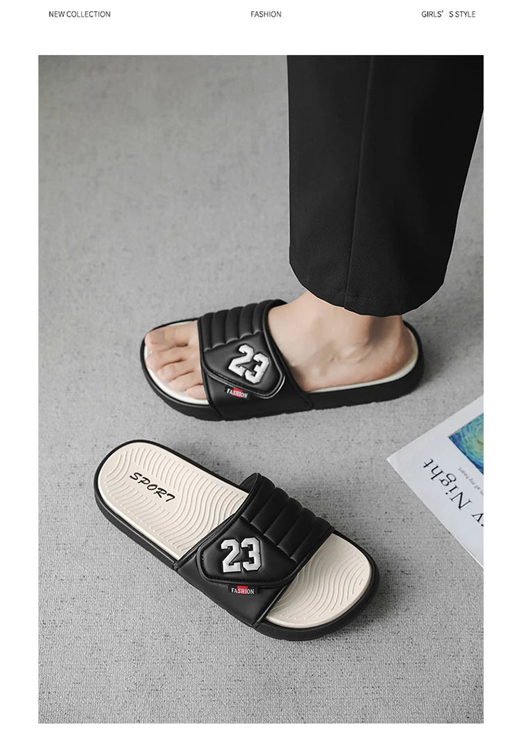 Men's fashion slippers comfortable flat home bathroom slippers soft-soled outdoor beach shoes plus size slippers men 39-47