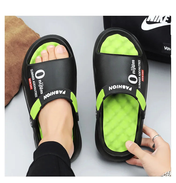 Pallene Summer Men's Slippers EVA Lightweight Slides Indoor Outdoor Sandals Leisure Beach Shoes Comfort Soft Sole Men's Slippers