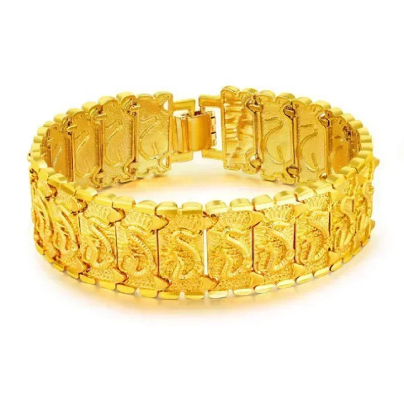 Gold shop with 9999 24k real gold men's bracelet dragon row boss bracelet send dad watch chain